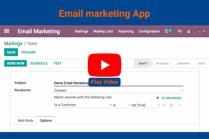 Email Marketing — Odoo screenshot