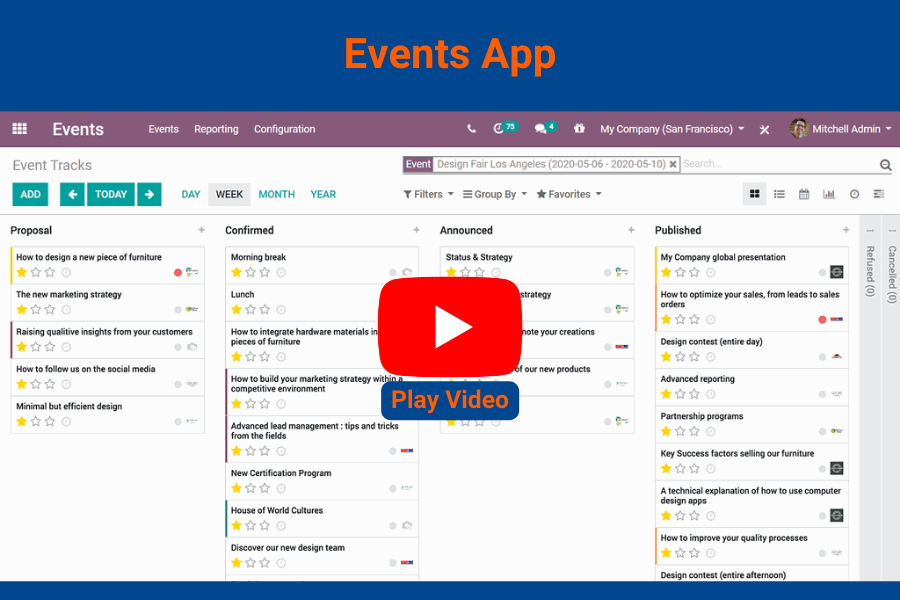 Events Management — Odoo screenshot