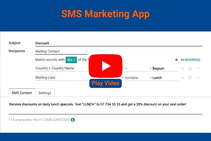 SMS Marketing — Odoo screenshot